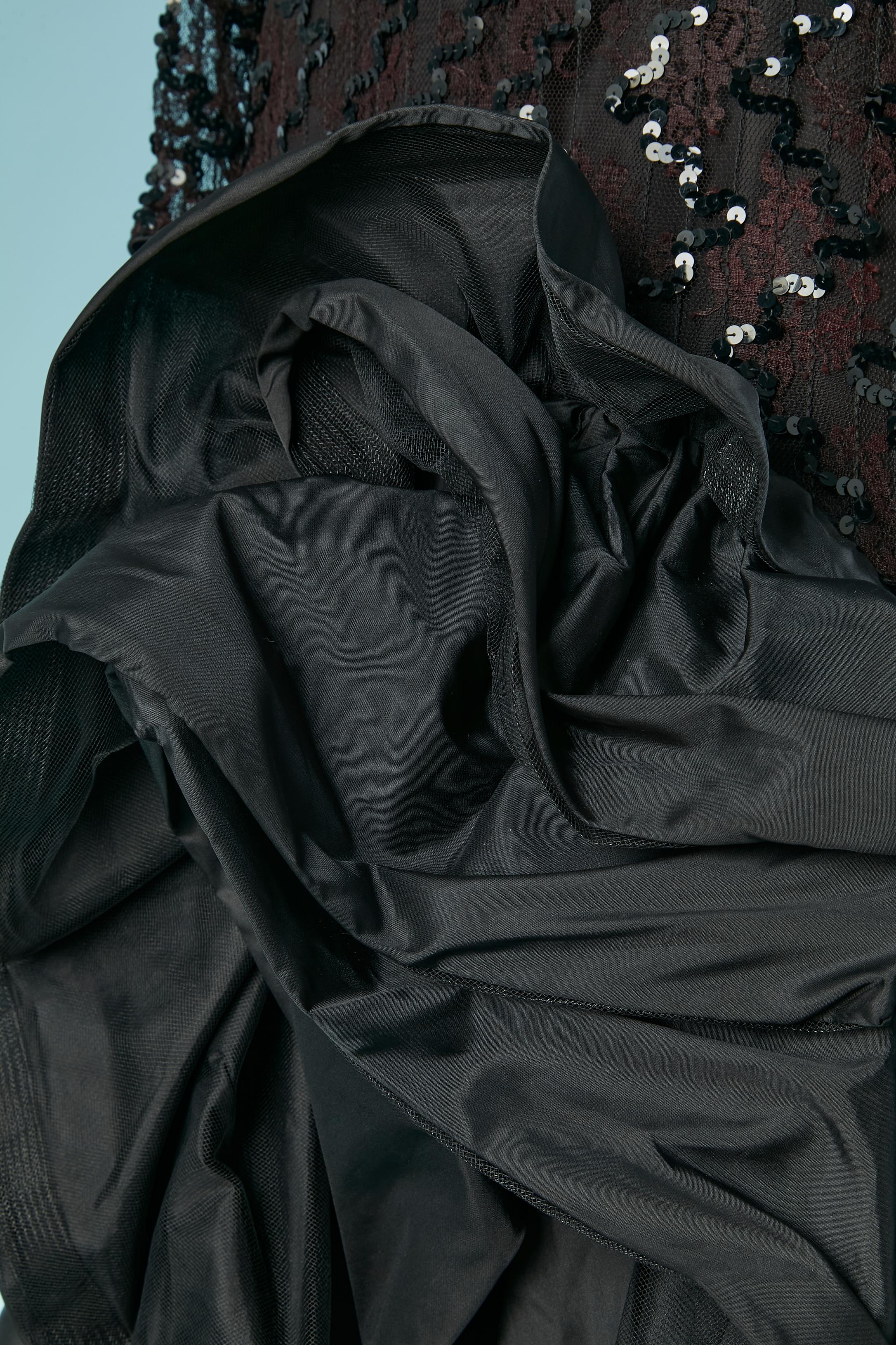 Schwarzes Abendkleid aus schwarzem Paillettenstoff und Taft JULIE DUROCHÉ für After Five im Angebot 1