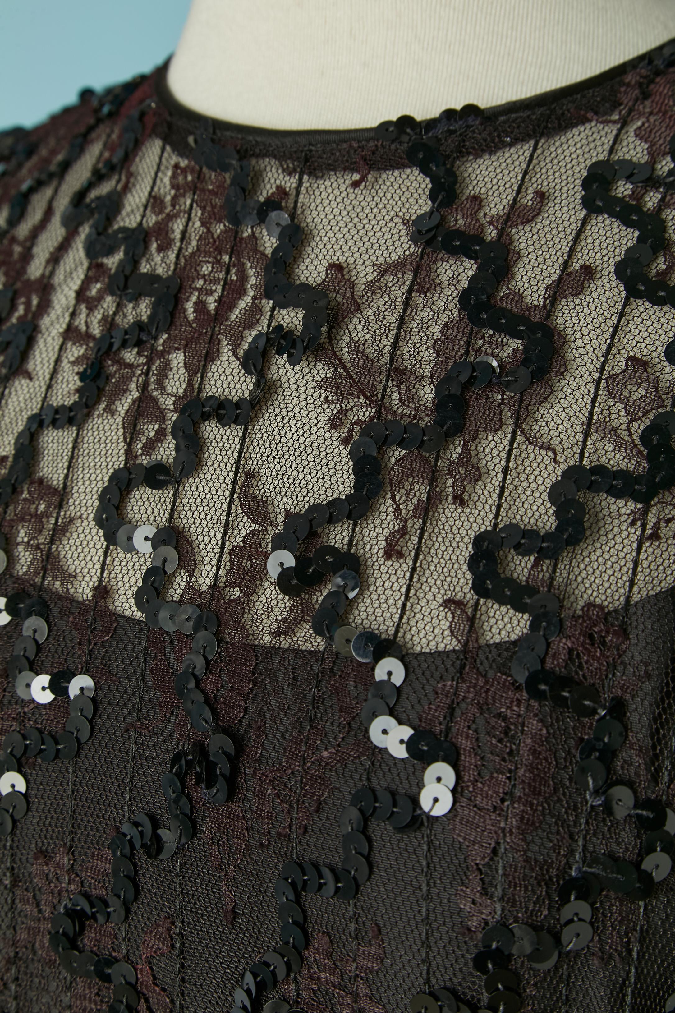 Schwarzes Abendkleid aus schwarzem Paillettenstoff und Taft JULIE DUROCHÉ für After Five im Angebot 2