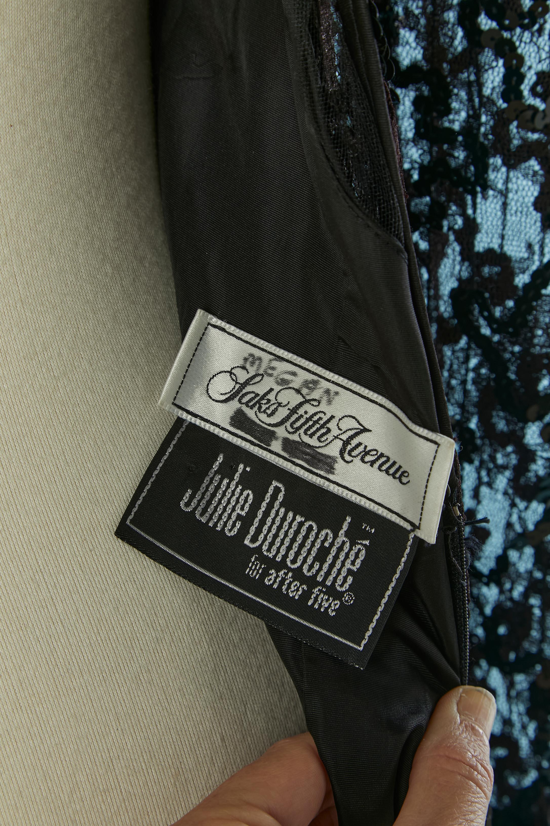 Schwarzes Abendkleid aus schwarzem Paillettenstoff und Taft JULIE DUROCHÉ für After Five im Angebot 5