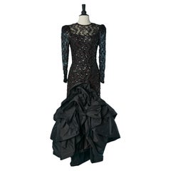 Schwarzes Abendkleid aus schwarzem Paillettenstoff und Taft JULIE DUROCHÉ für After Five