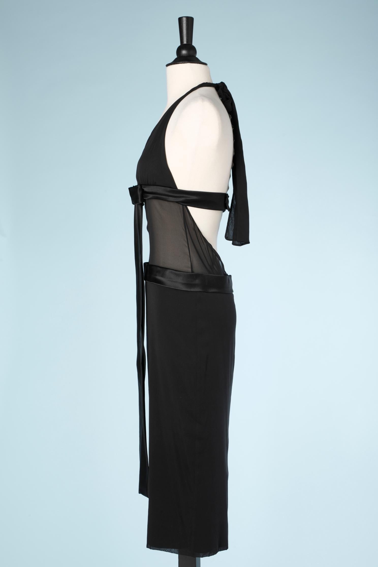 Black evening dress in chiffon, silk and satin Dolce & Gabbana 1
