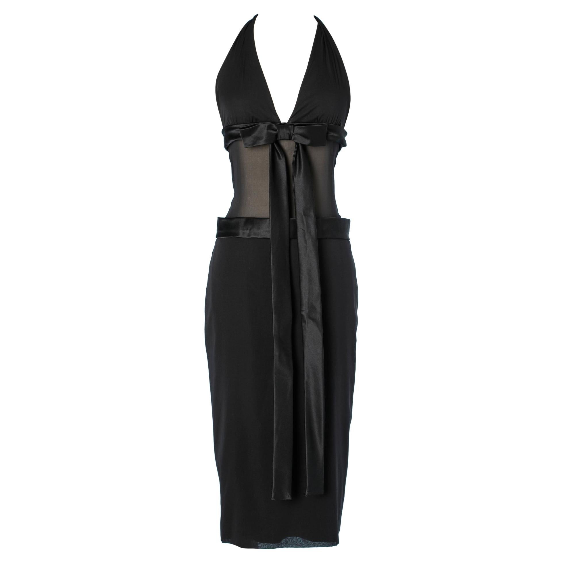 Black evening dress in chiffon, silk and satin Dolce & Gabbana