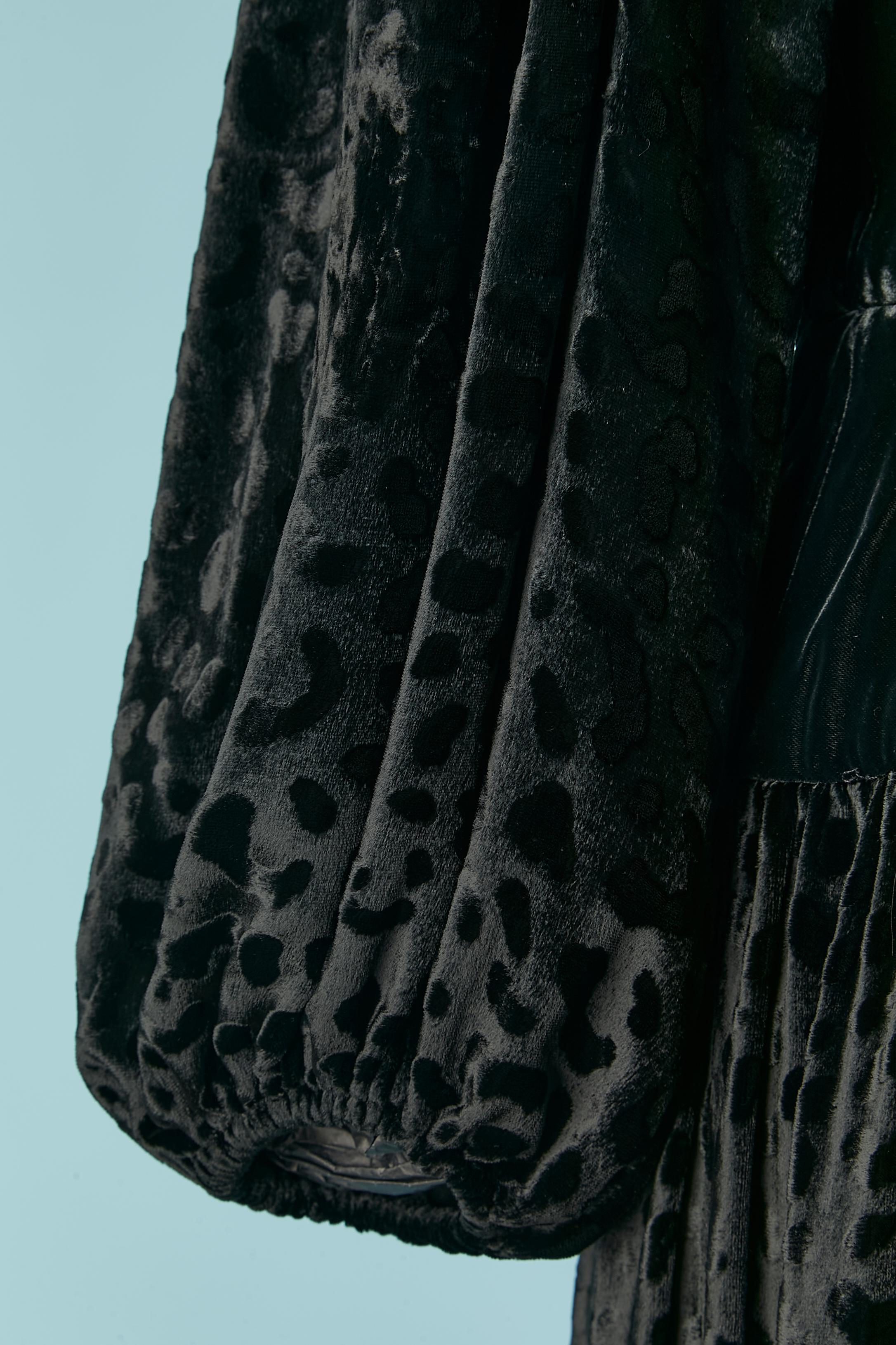 Women's Black evening dress in velvet and silk velvet dévoré Saint Laurent Rive Gauche For Sale