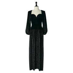 Black evening dress in velvet and silk velvet dévoré Saint Laurent Rive Gauche