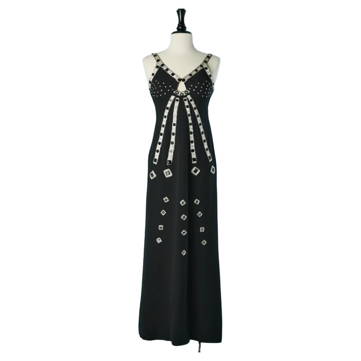 Black evening dress with beadwork Torrente  For Sale