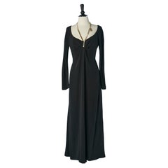 Black evening dress  with drag and Rhinestone neckless THIERRY MUGLER