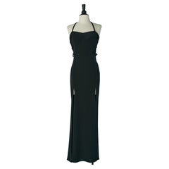 Black evening dress with multi-straps  and splits Versace Jeans Couture