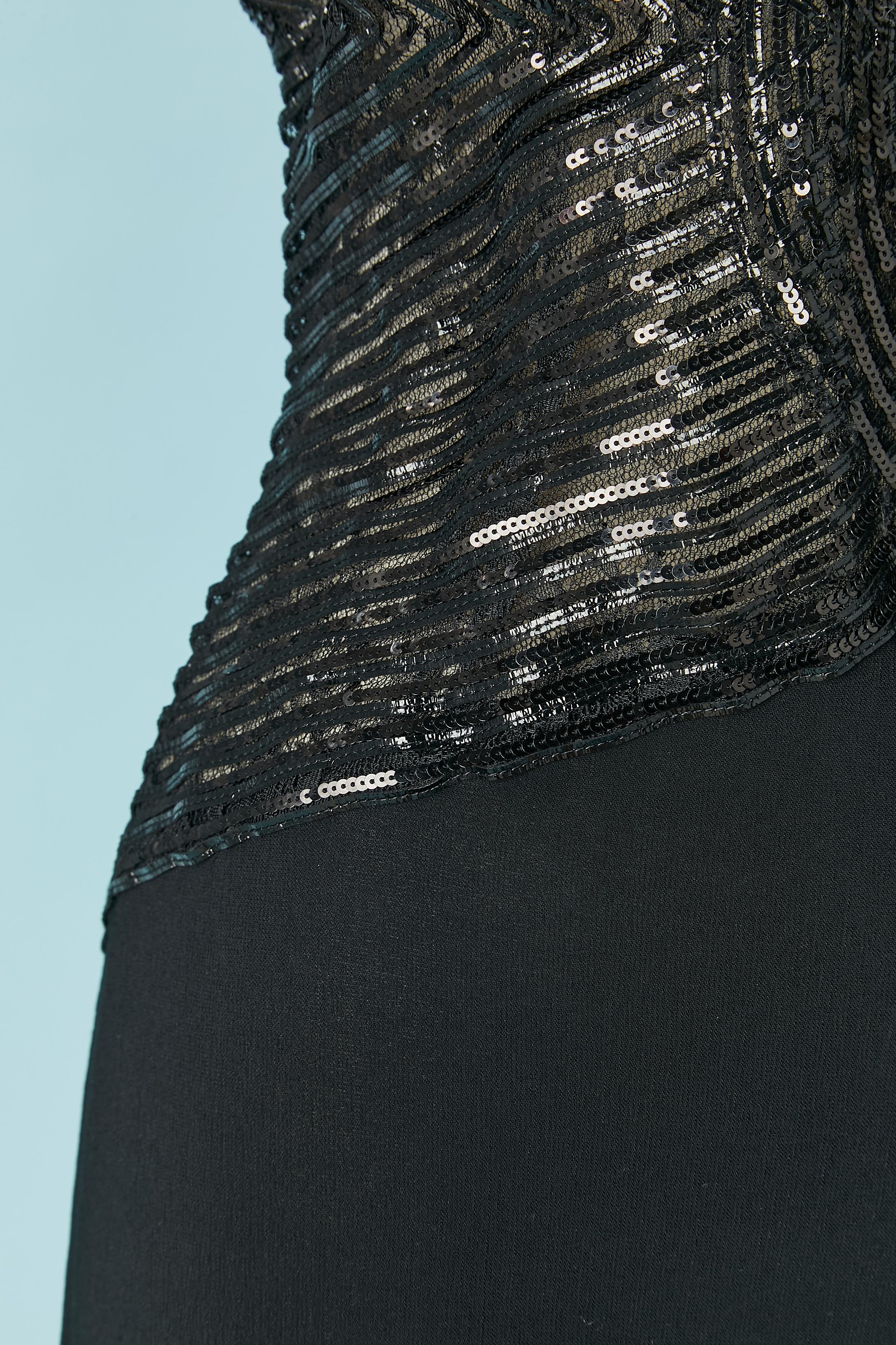 Women's Black evening dress with sequin Gai Mattiolo Couture For Sale