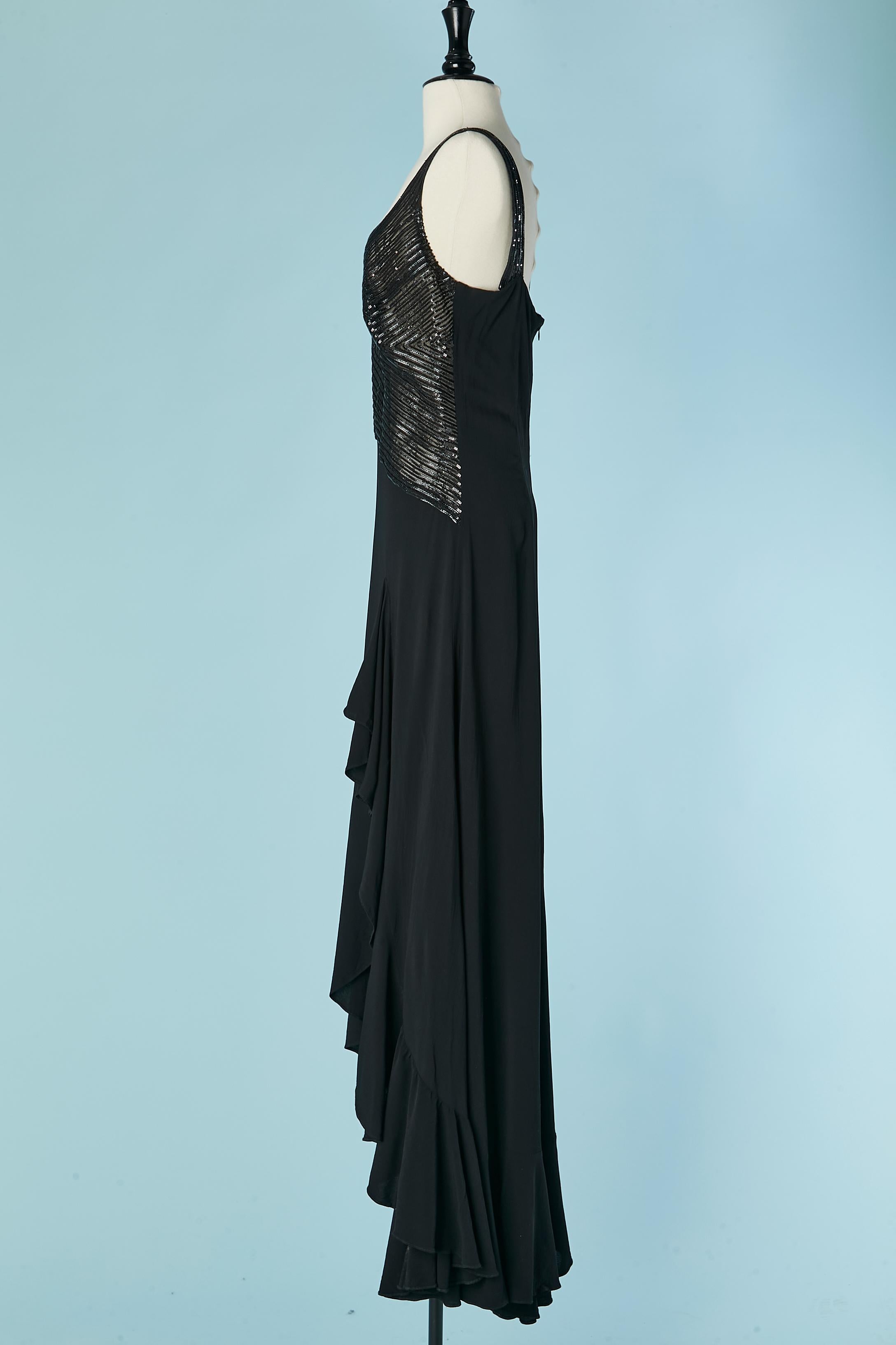 Black evening dress with sequin Gai Mattiolo Couture For Sale 1
