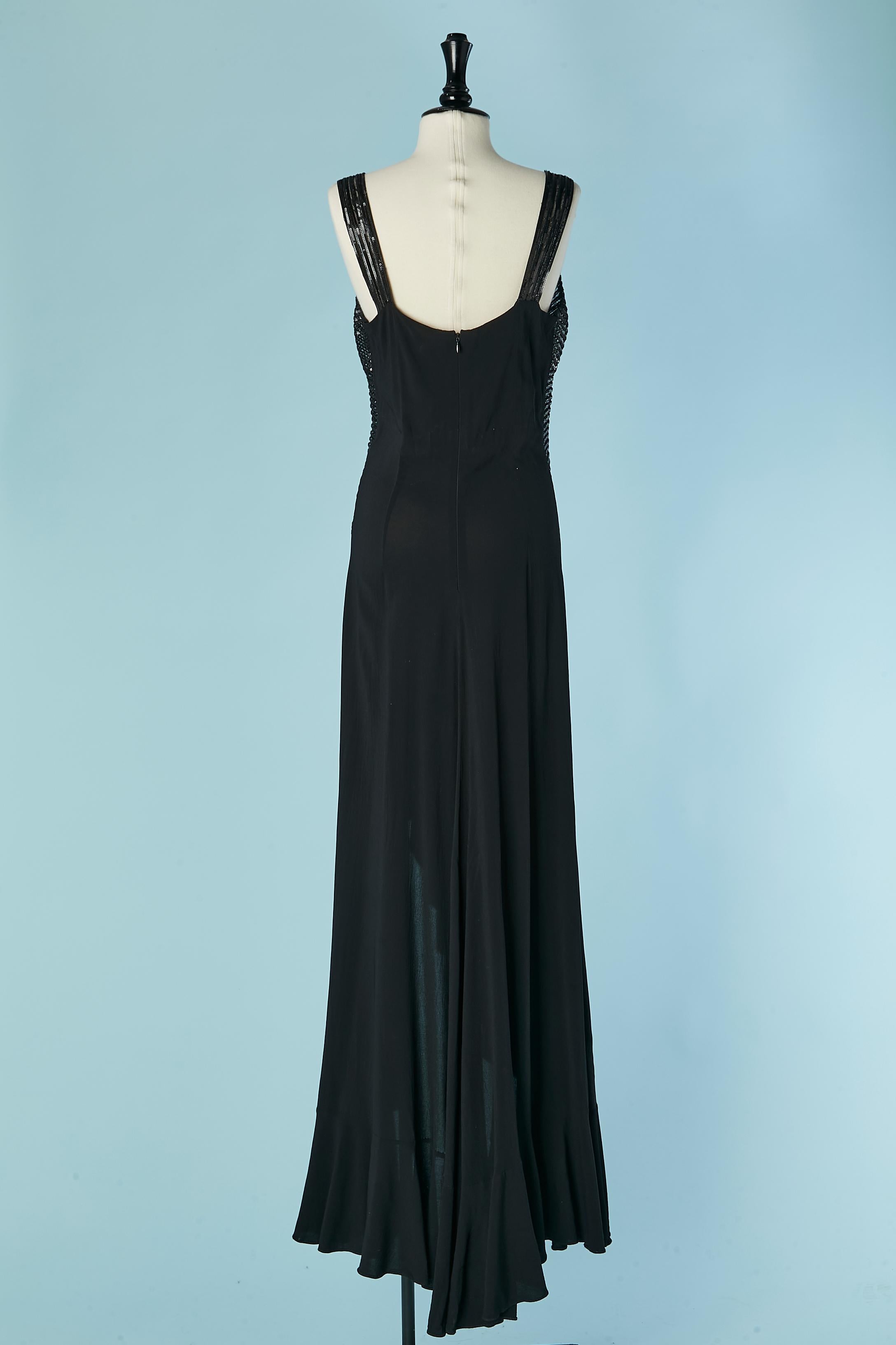 Black evening dress with sequin Gai Mattiolo Couture For Sale 2