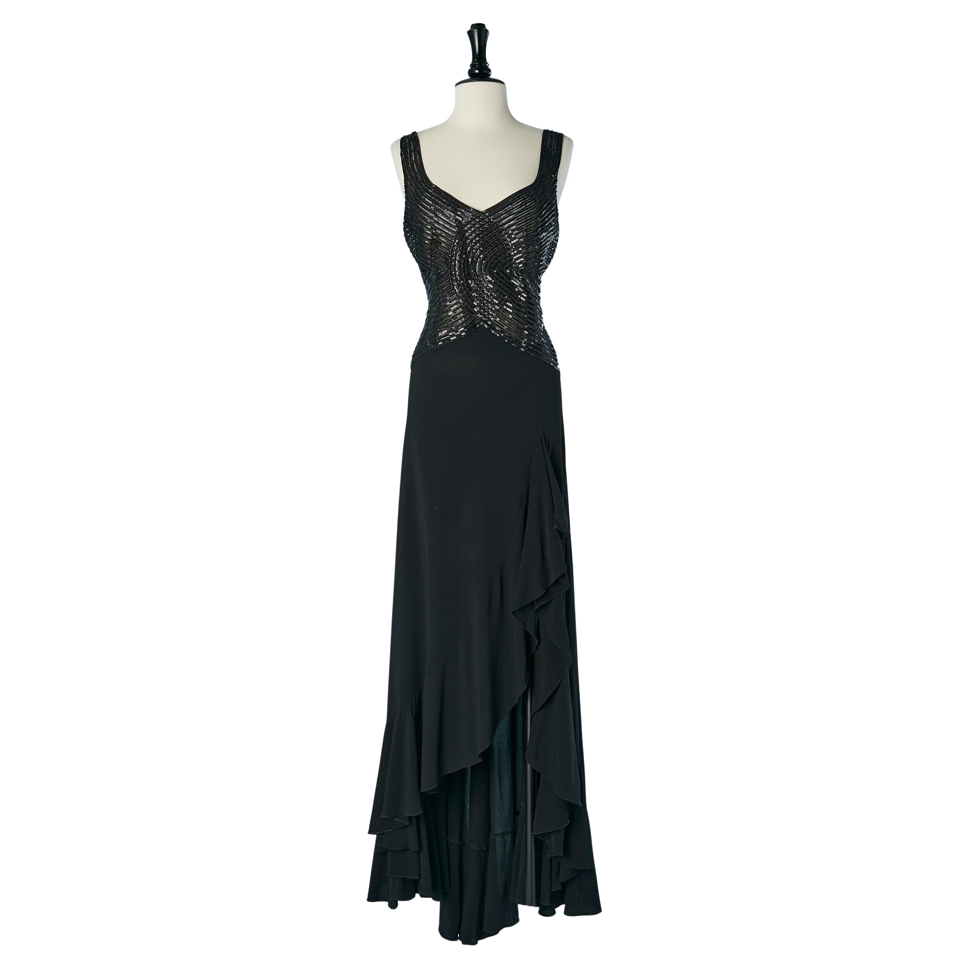 Black evening dress with sequin Gai Mattiolo Couture For Sale