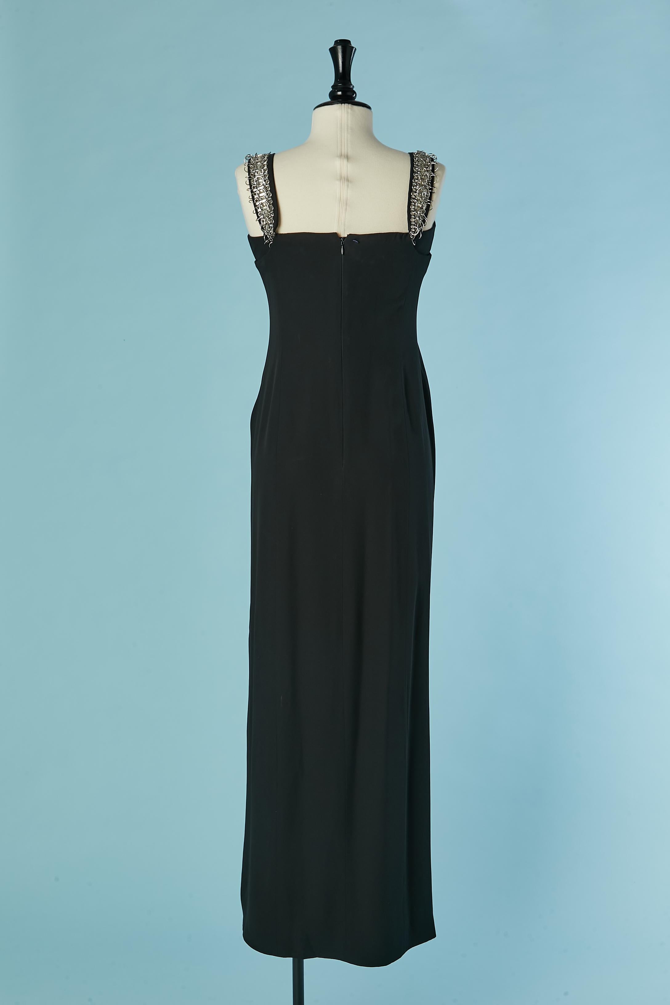 De las mujeres Vestido de noche negro con anillas de metal plateado en el tirante GIVENCHY en venta