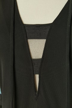 Schwarzes Abendkleid mit Tüll-Ärmeln und Baumwollbesätzen mit Applikationen Cavalli Class