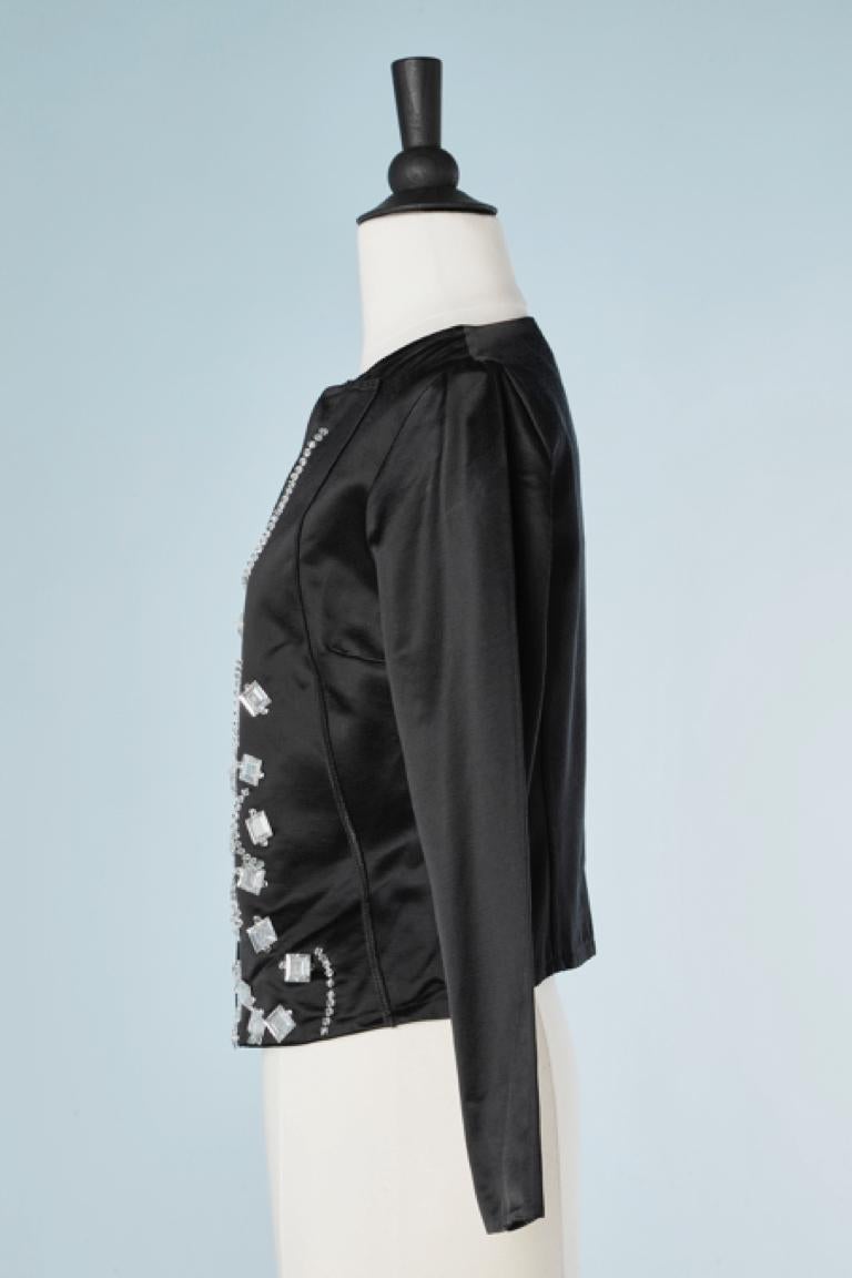 Black evening jacket with rhinestones embellishment B128 In Excellent Condition For Sale In Saint-Ouen-Sur-Seine, FR
