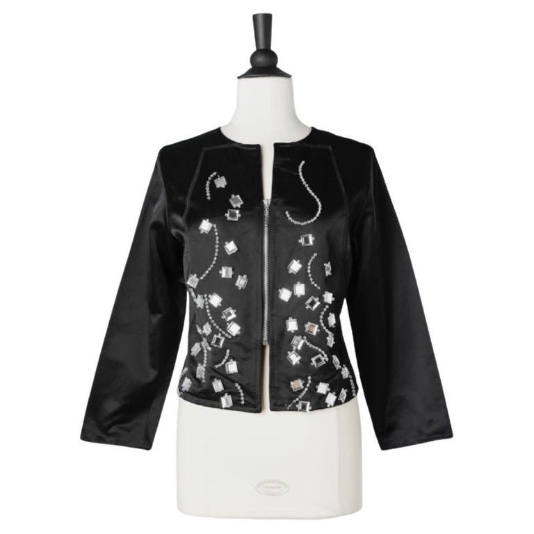 Black evening jacket with rhinestones embellishment B128 For Sale at 1stDibs