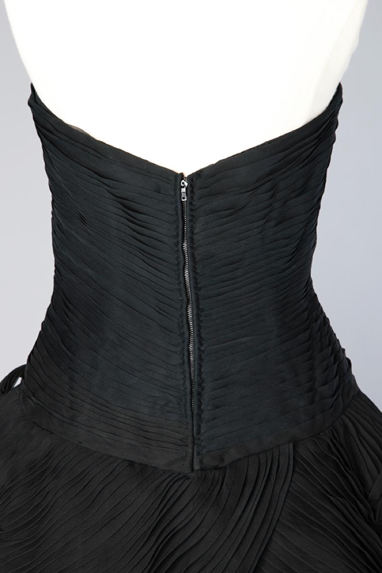 Black evening pleated dress 1950 Emilio Schuberth  5