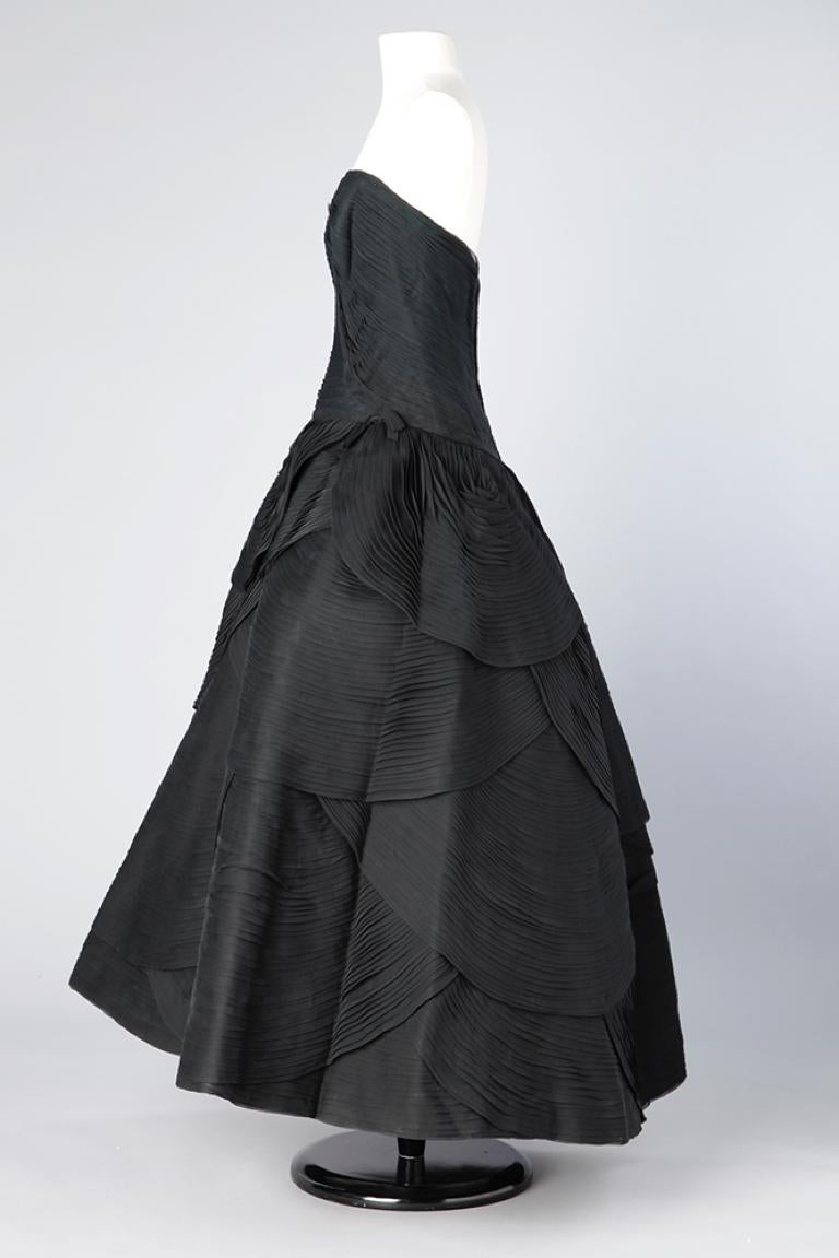 Black evening pleated dress 1950 Emilio Schuberth  1