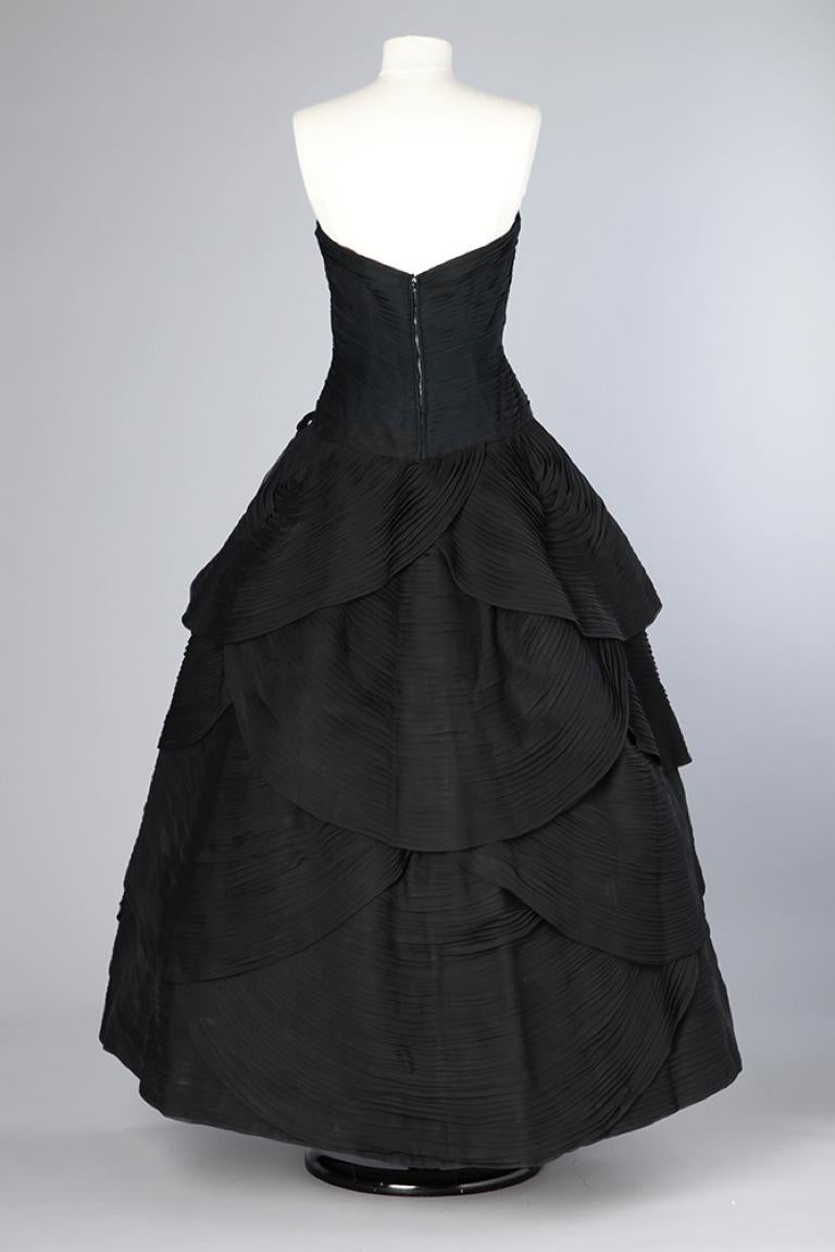 Black evening pleated dress 1950 Emilio Schuberth  3
