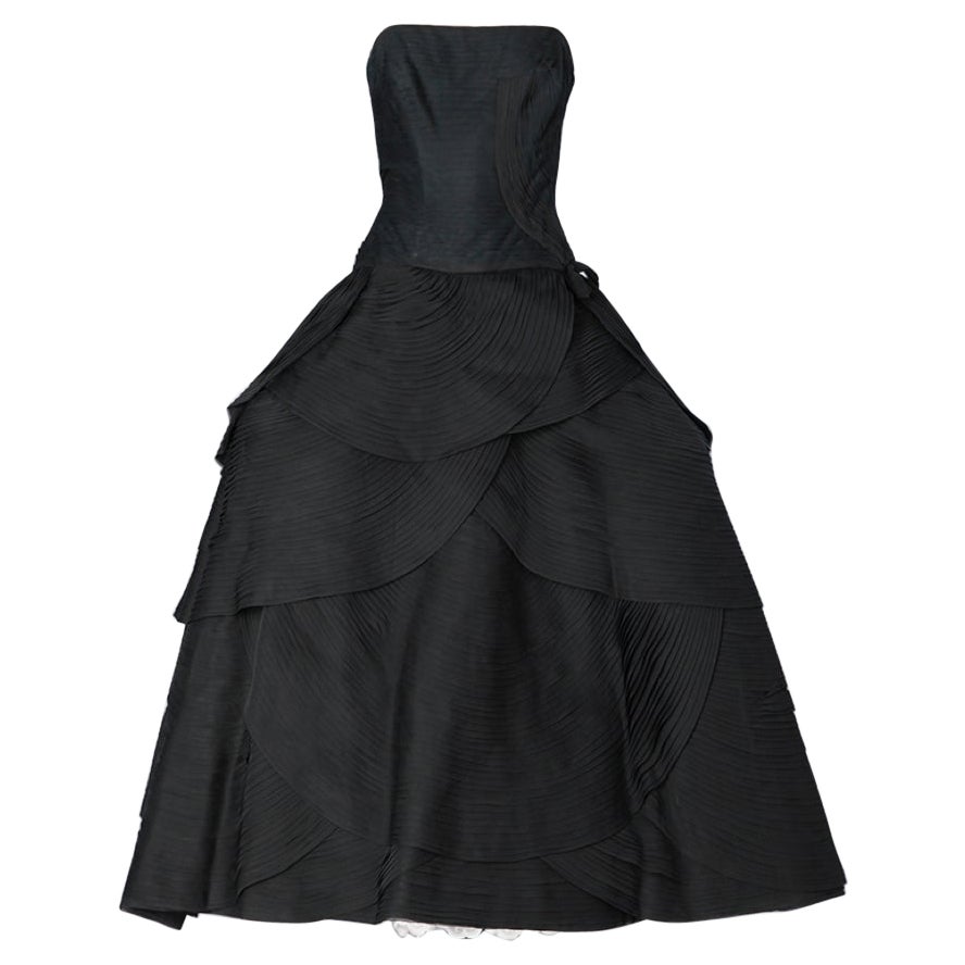 Black evening pleated dress 1950 Emilio Schuberth