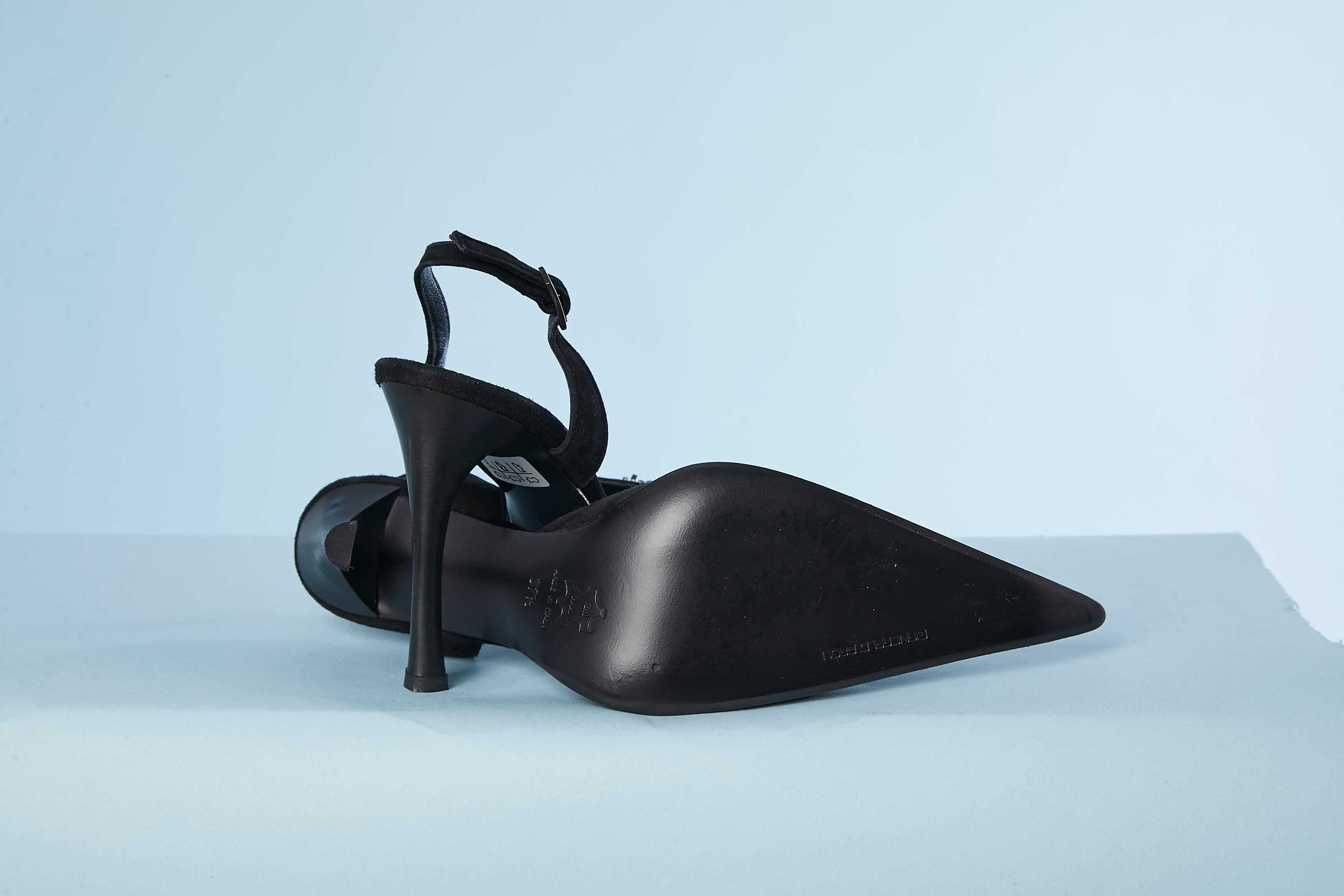 Sandales de soirée noires en daim, cuir et strass  Giancarlo Paoli - NEUF  Pour femmes en vente