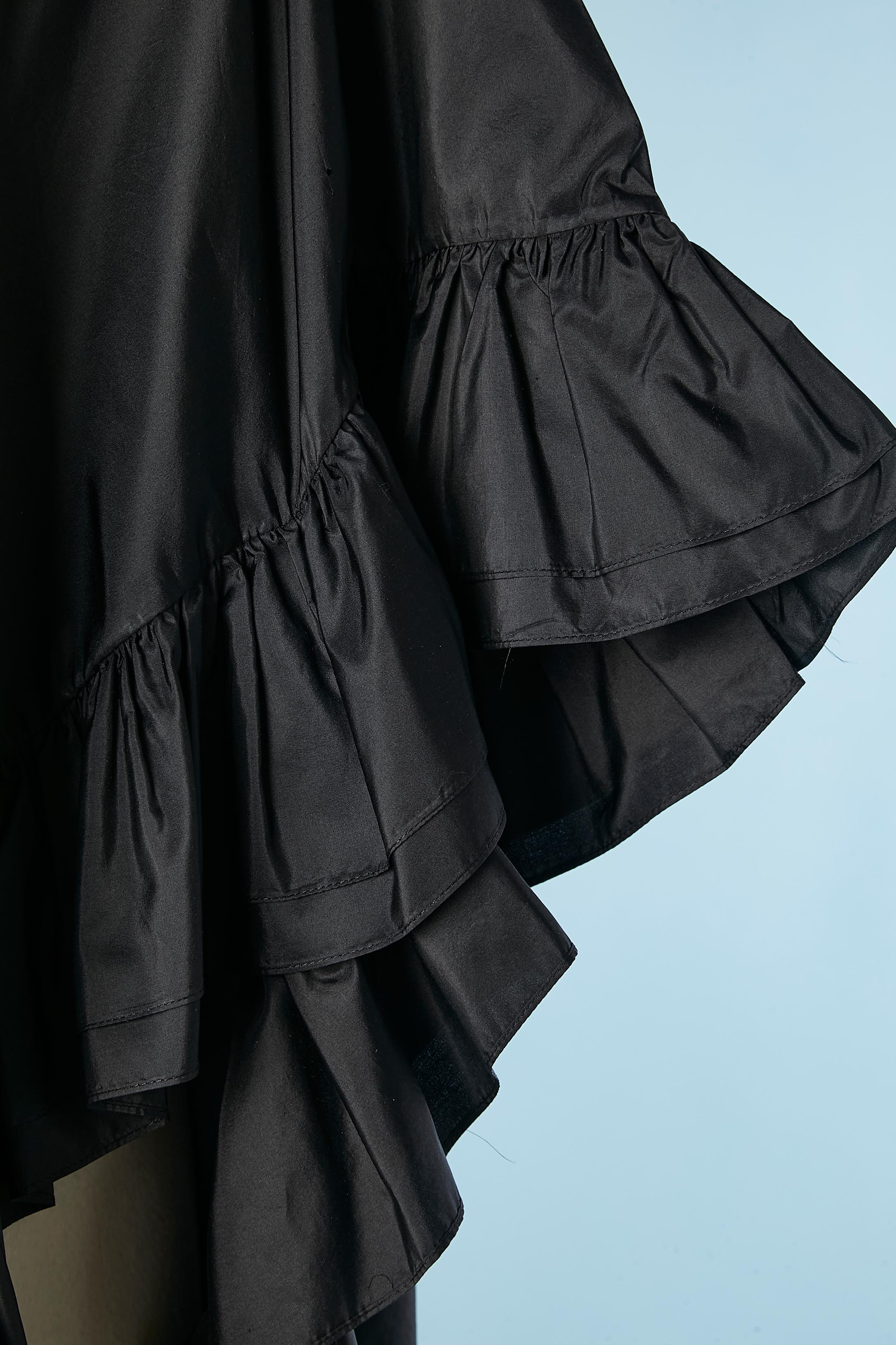 Black evening silk taffetas cape with ruffles Christian Dior Boutique  For Sale 1
