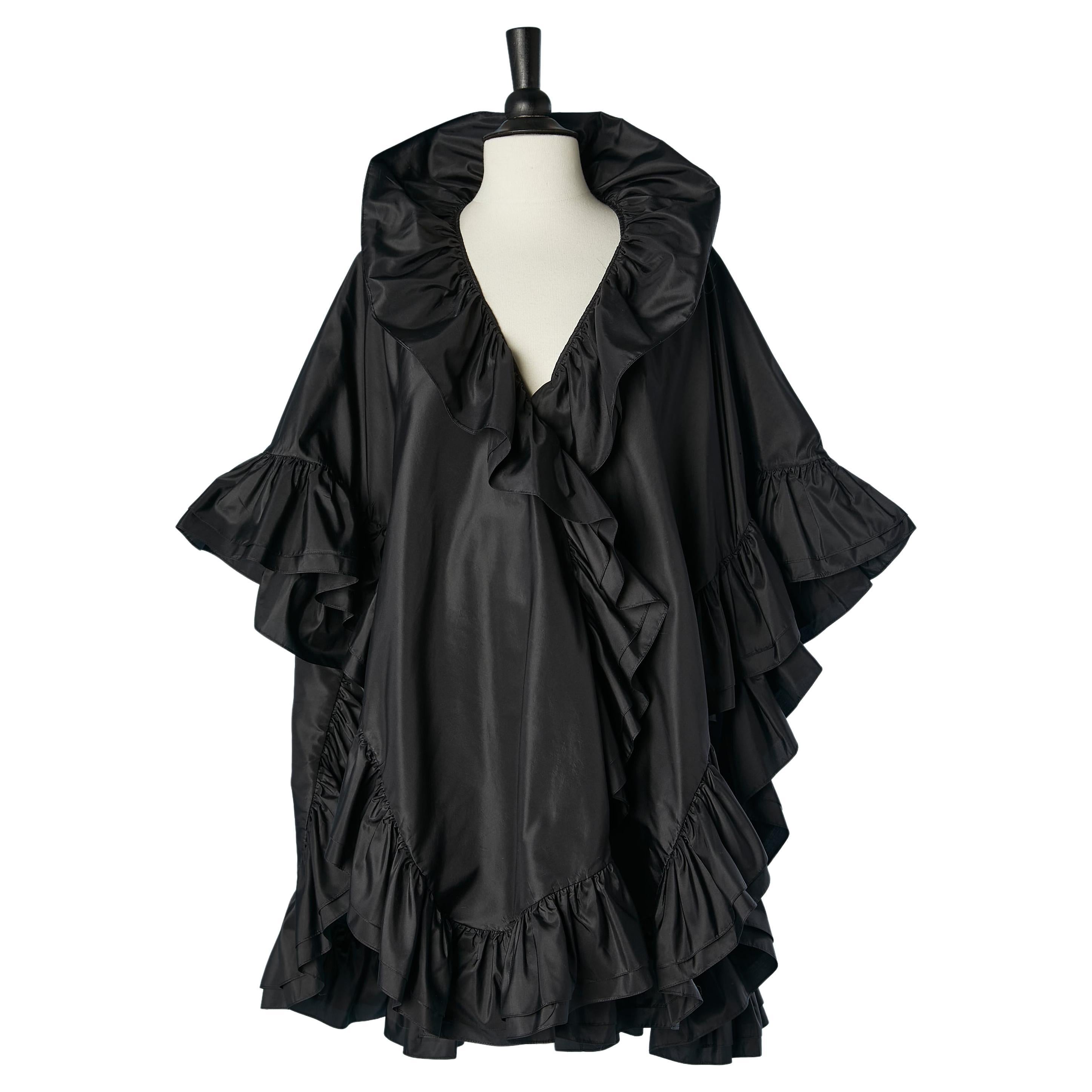Black evening silk taffetas cape with ruffles Christian Dior Boutique 