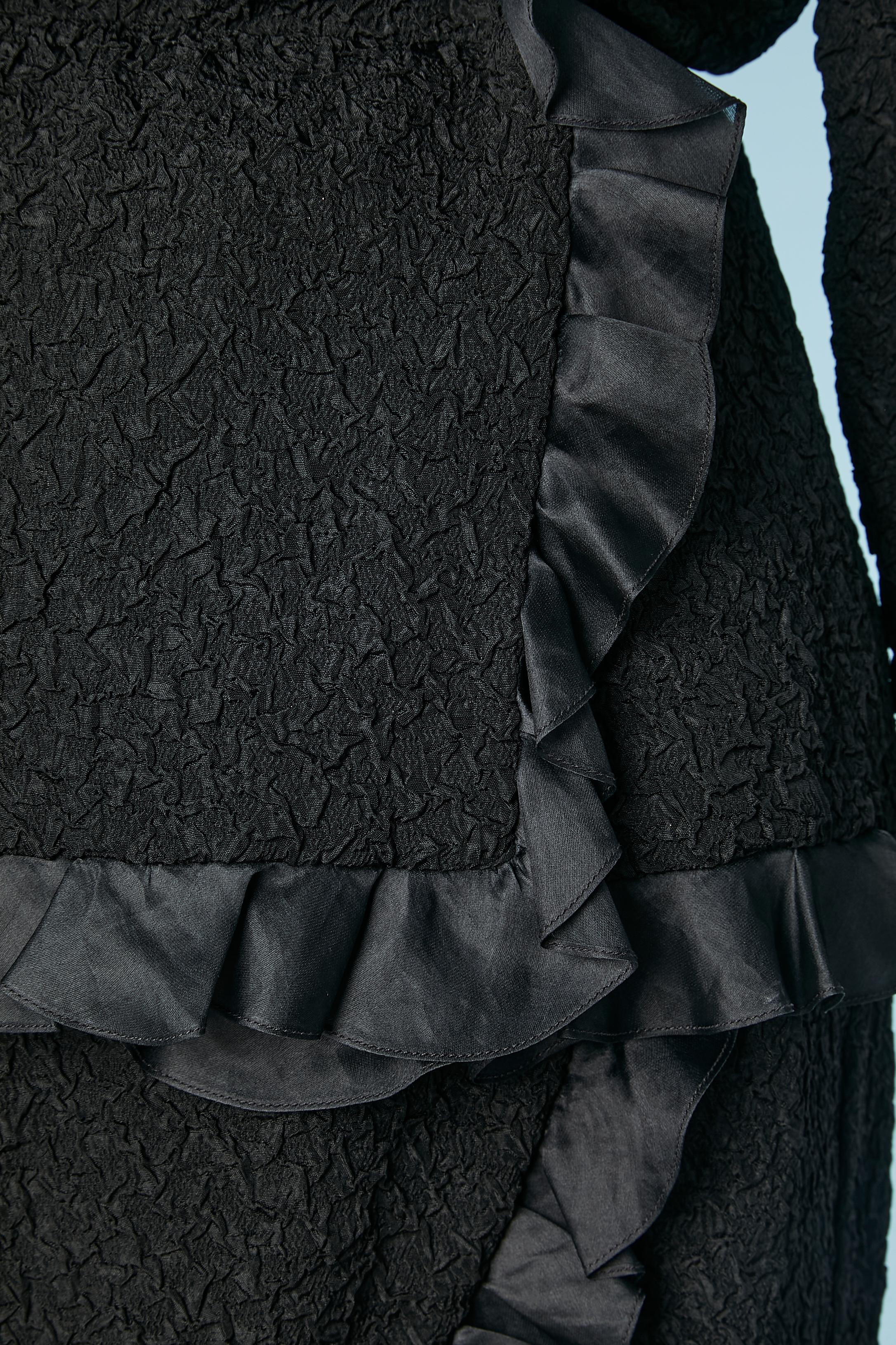 Black evening skirt-suit with organza ruffles Saint Laurent Rive Gauche  In Excellent Condition For Sale In Saint-Ouen-Sur-Seine, FR