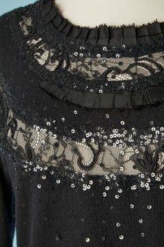 Black evening sweater with lace and embroideries Christian Lacroix Bazar