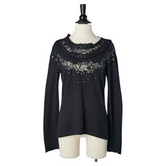 Black evening sweater with lace and embroideries Christian Lacroix Bazar 