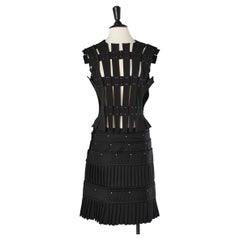 Black evening top and skirt with metallic studs Gloria Coelho