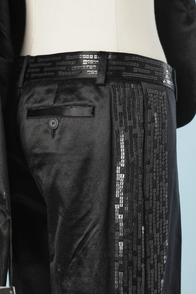 Tuta-pantalone da sera nera con ricami di paillettes Just Cavalli in vendita 5