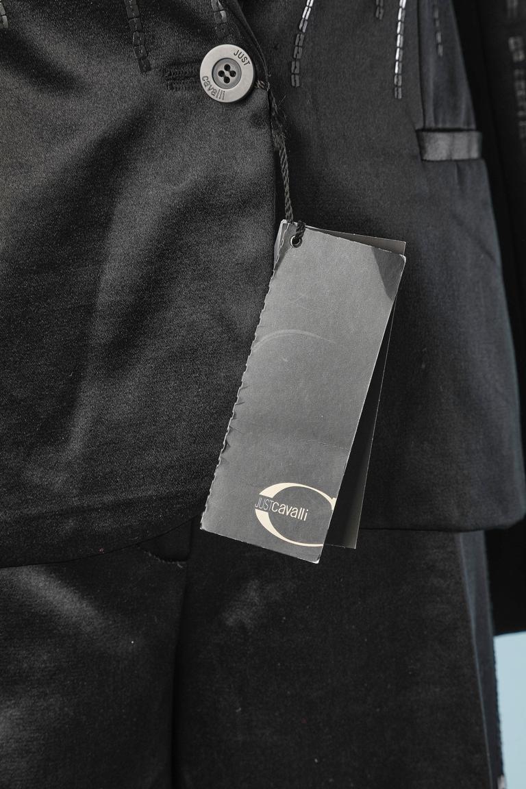 Tuta-pantalone da sera nera con ricami di paillettes Just Cavalli in vendita 7