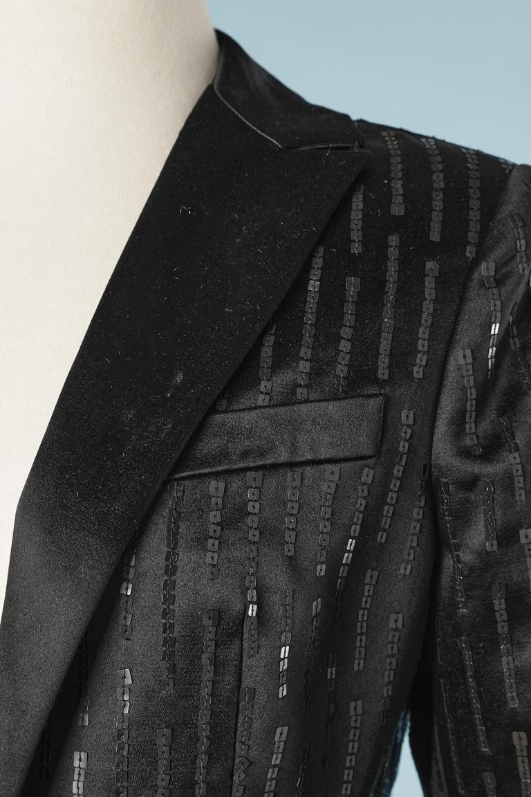 Nero Tuta-pantalone da sera nera con ricami di paillettes Just Cavalli in vendita
