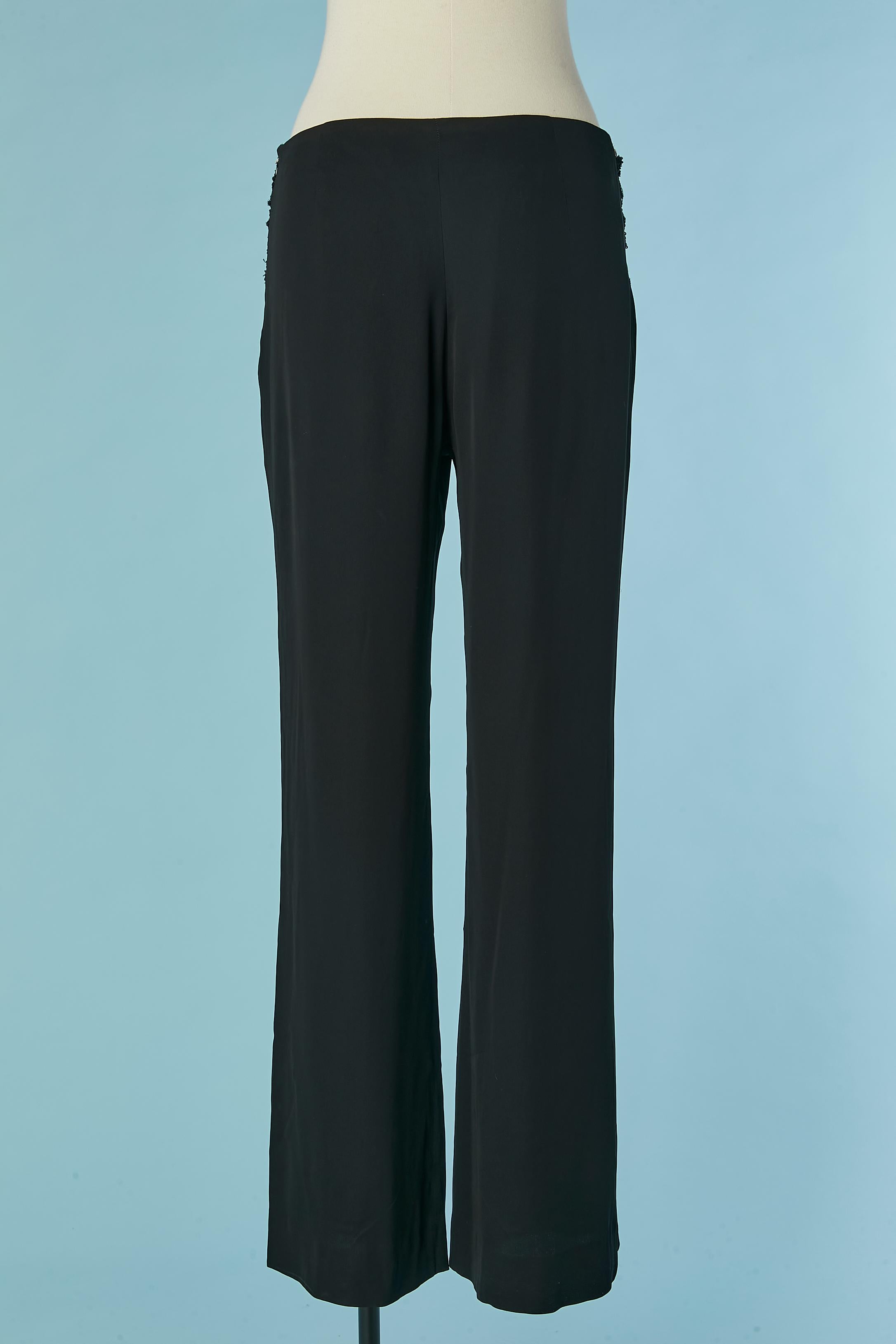 Black evening trouser with draped tulle and sequin belt Valentino Roma For Sale 1