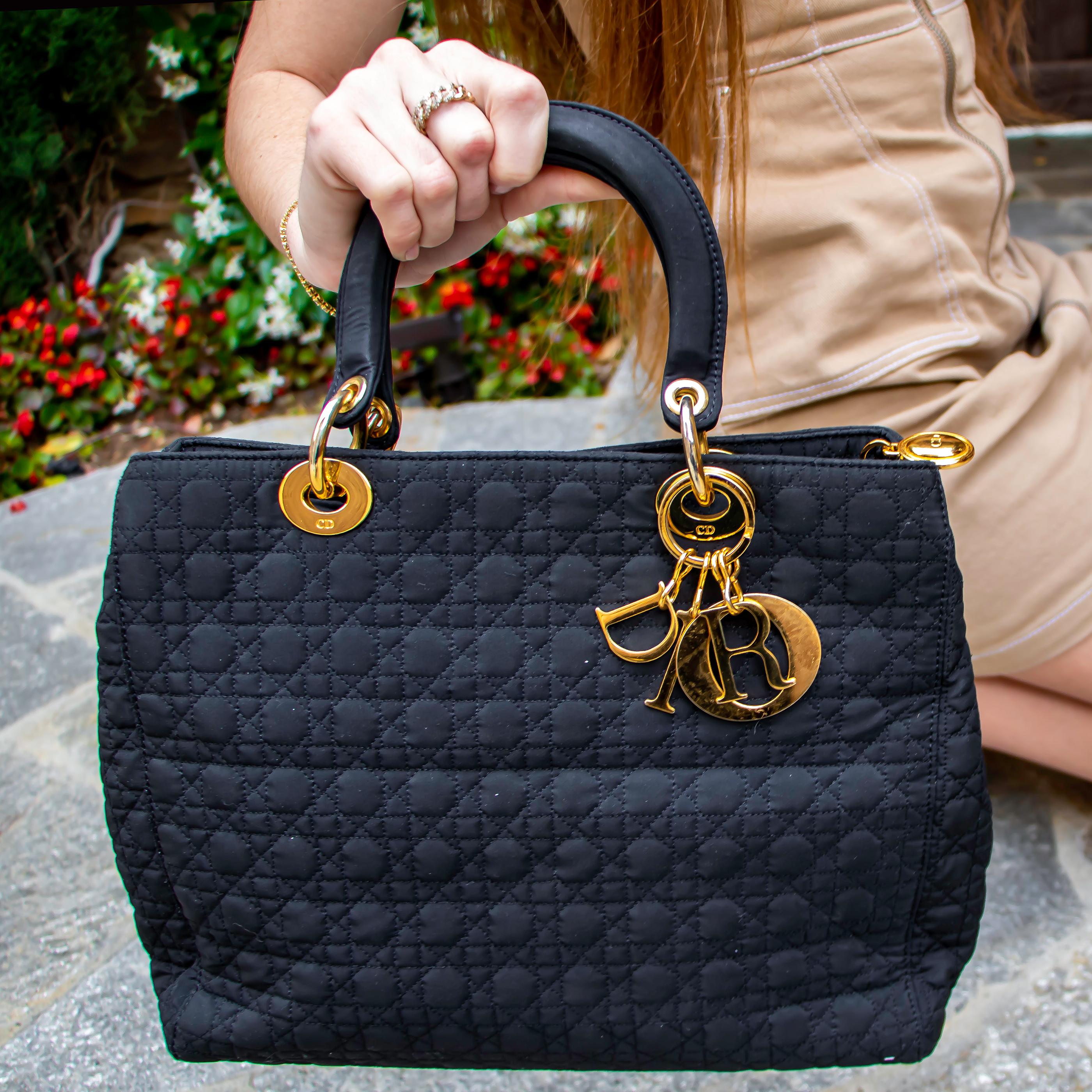 Black Fabric Dior Handbag In Excellent Condition In Carlsbad, CA