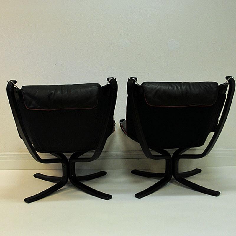 Late 20th Century Black Falcon Lounge chairs Deluxe set of two by Sigurd Resell, Norway, 1970s