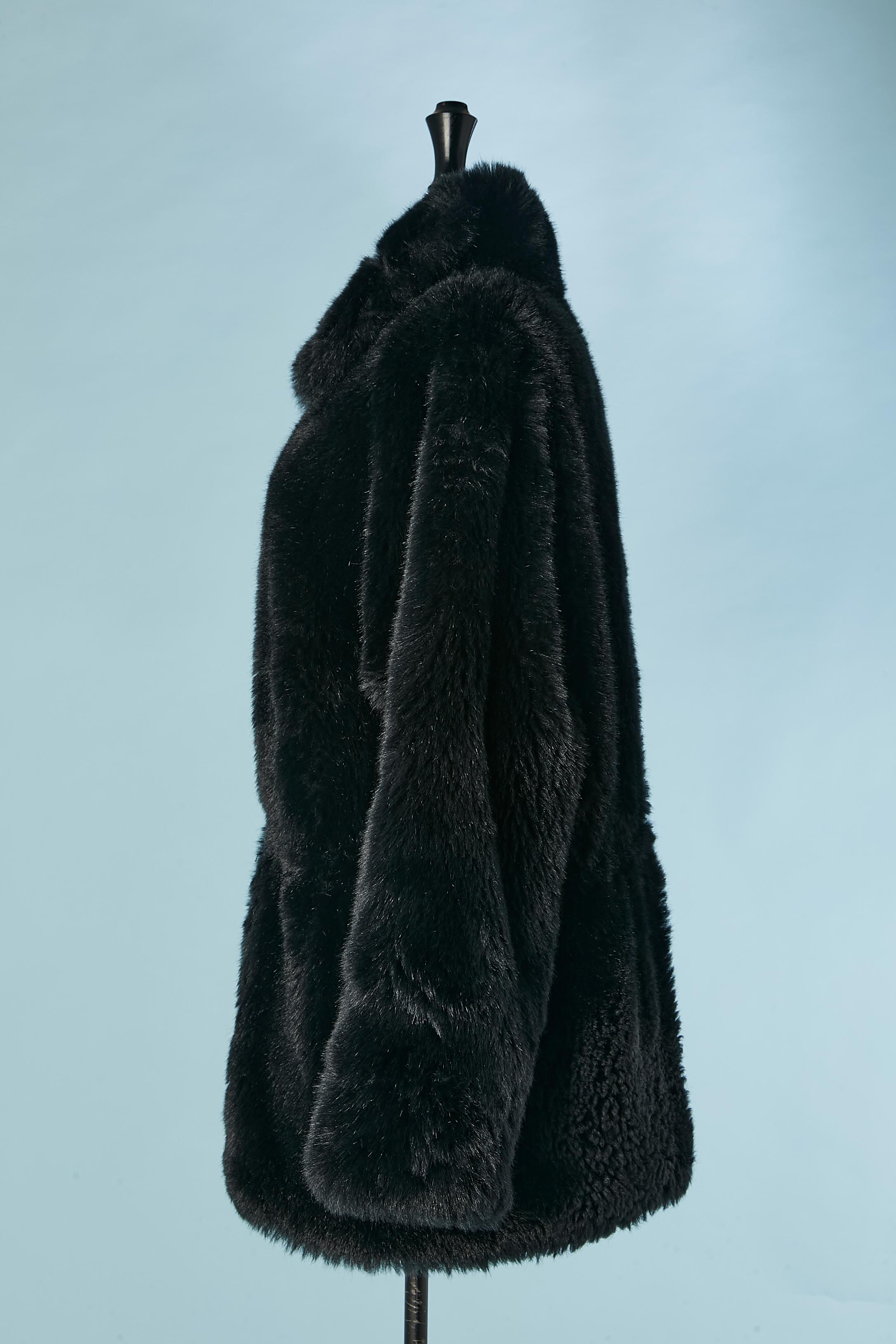 Veste en fausse fourrure noire avec fermeture éclair au milieu du devant Sonia Rykiel  Pour femmes en vente