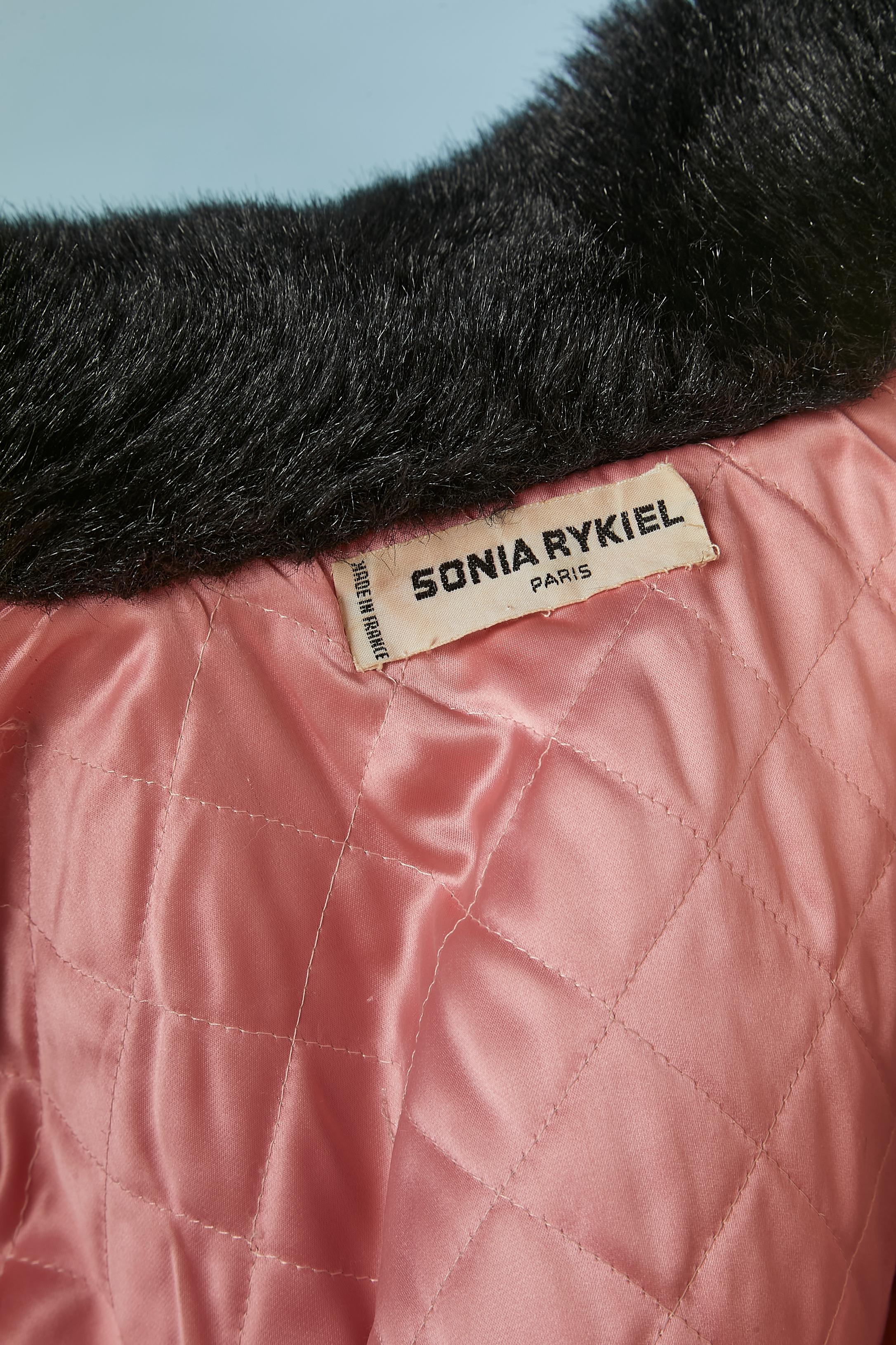 Black faux-fur jacket with zip in the middle front Sonia Rykiel  For Sale 2