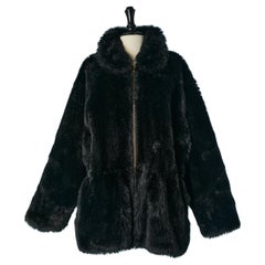 Black faux-fur jacket with zip in the middle front Sonia Rykiel 