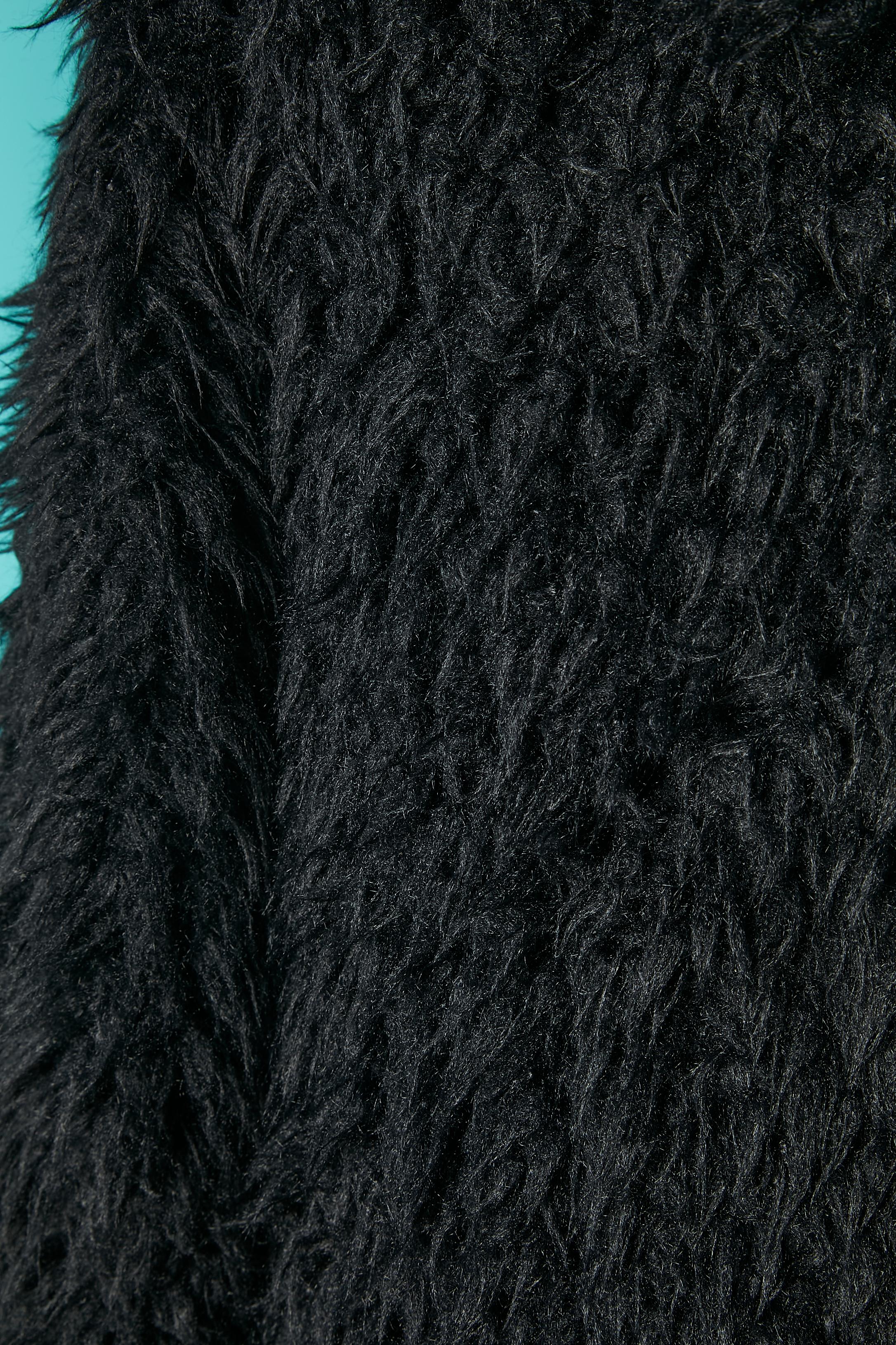 Black faux furs coat with hood Galliano  For Sale 2