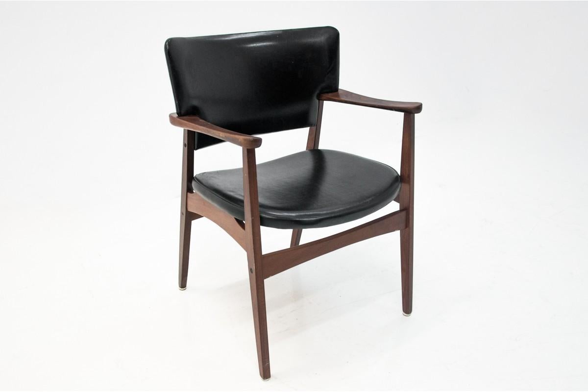 Rosewood Black Faux Leather Armchair by Eric Kirkegaard, Danish Design, 1960s