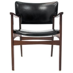 Black Faux Leather Armchair by Eric Kirkegaard, Danish Design, 1960s