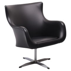 Black Faux Leather Lounge Chair, Dutch, 1960s