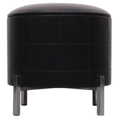 Black Faux Leather Sewing Stool, 1960s