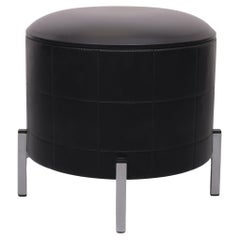 Black Faux Leather Sewing Stool, 1960s