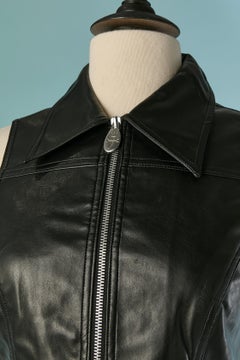 Black faux leather sleeveless dress CASTELBAJAC JEANS