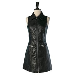 Black faux leather sleeveless dress CASTELBAJAC JEANS
