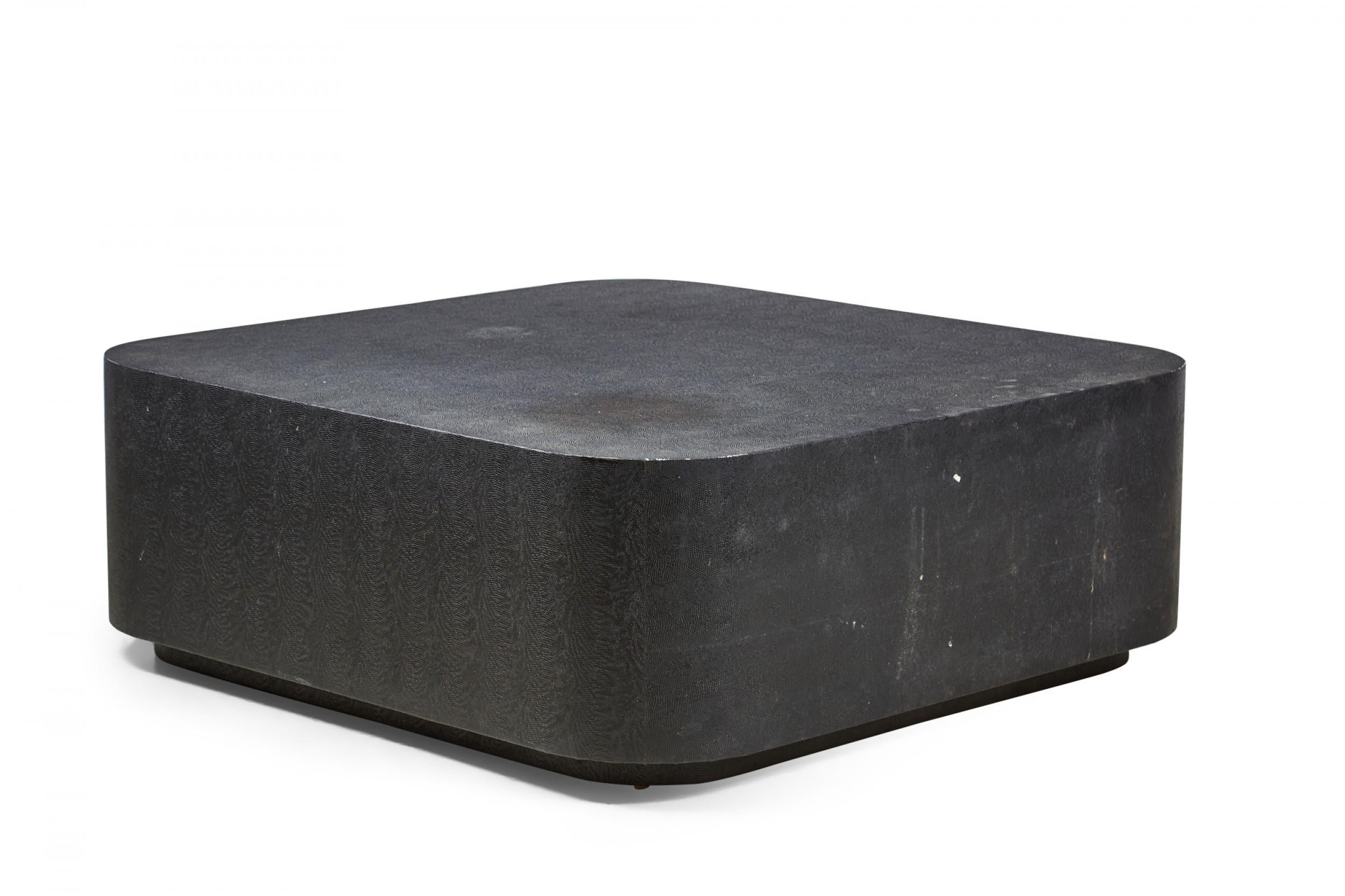 Wood Black Faux Shagreen Square Coffee / Cocktail Table (manner of Karl Springer) For Sale