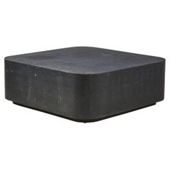 Black Faux Shagreen Square Coffee / Cocktail Table (manner of Karl Springer)