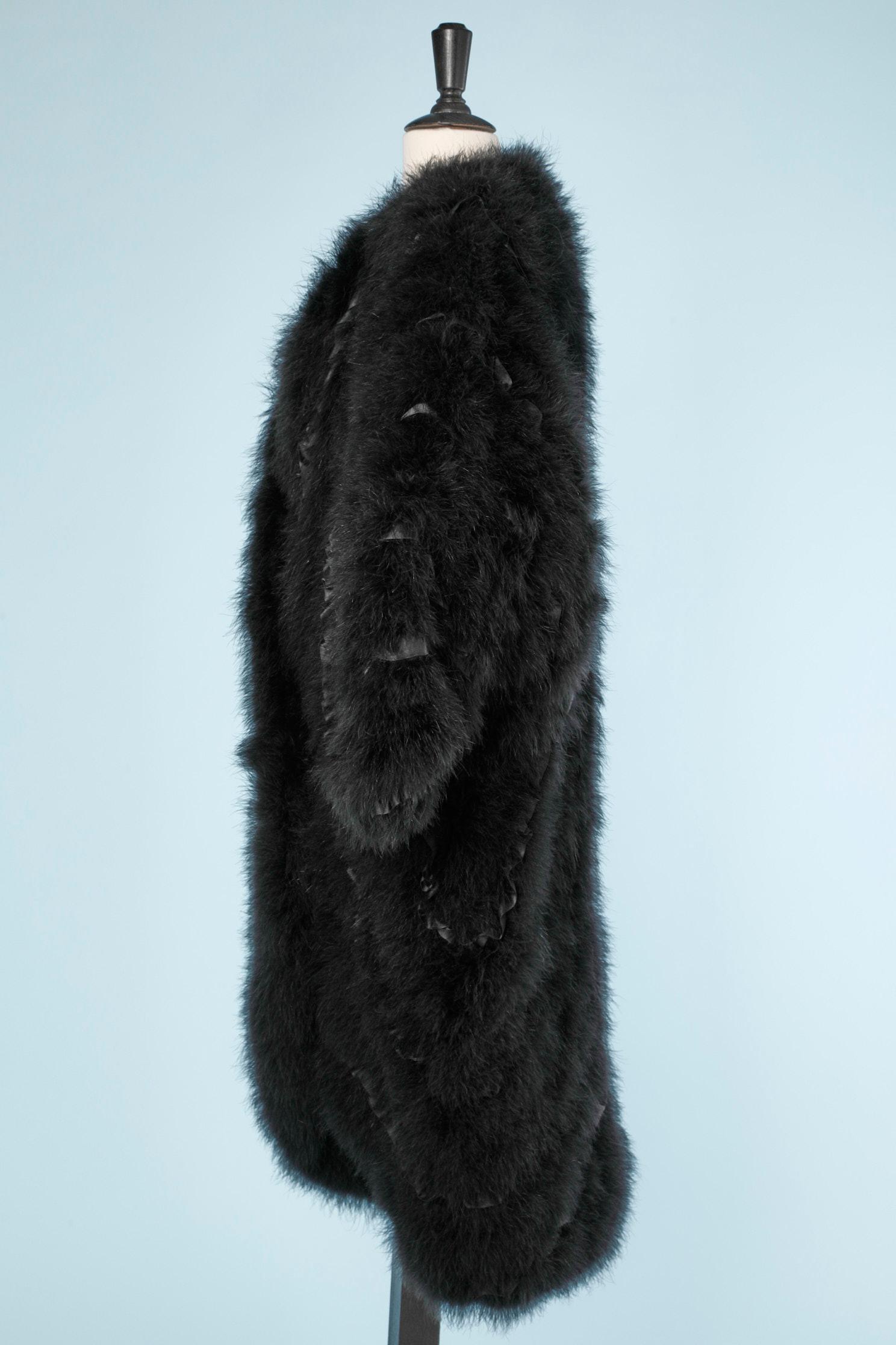 long black feather coat